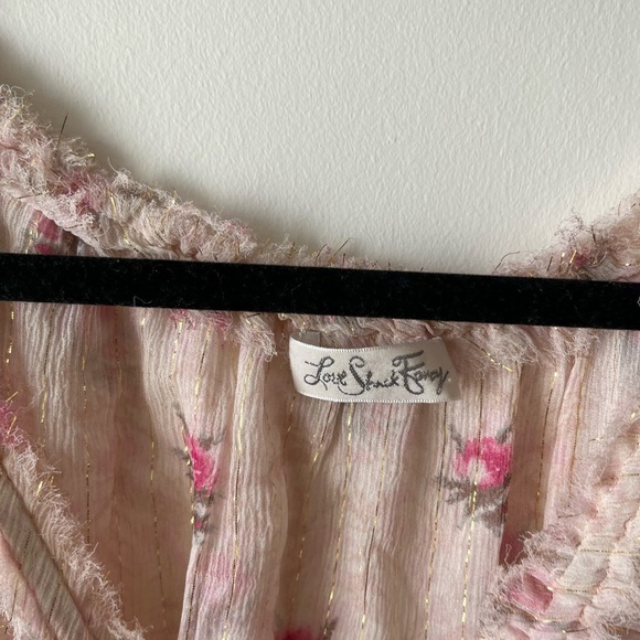 LoveShackFancy Silk Pink Floral Metallic Mini Dress - Picture 3 of 16